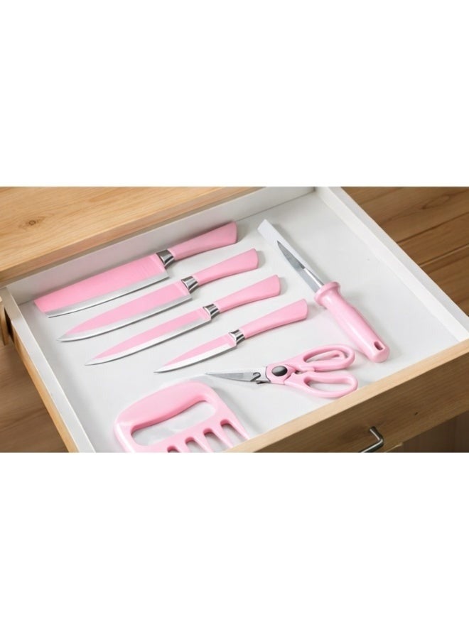 Kitchen Knife Set – Stainless Steel Blades with Pink Handles, Chef Knife, Scissor & Peeler, Multipurpose Cutlery - Image 2